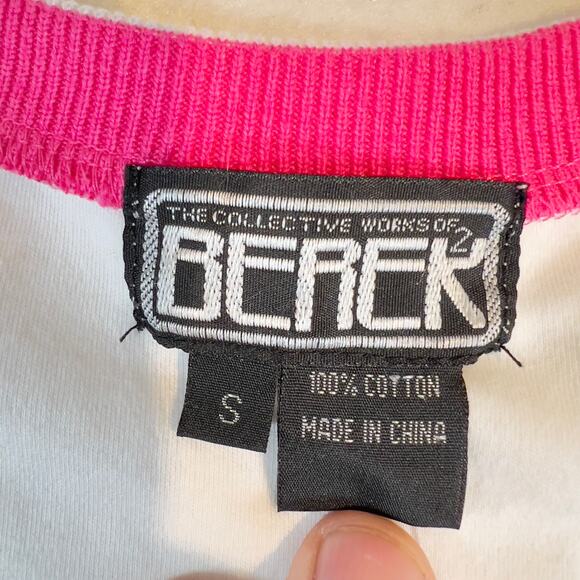 Berek 2 Floral T-Shirt Sm Short Sleeve White Scoop Neck Beads Jewels Embroidery - Picture 3 of 13